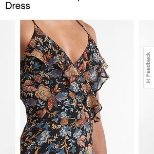 Express Floral Ruffle Wrap Hi-Lo Maxi Dress